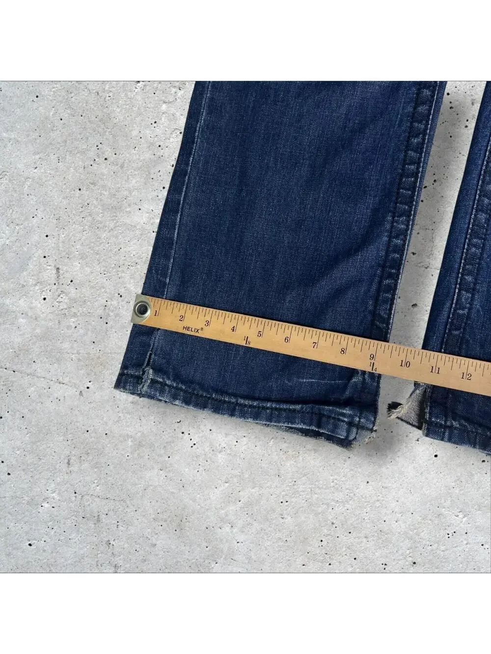 Rock Revival Bootcut Straight Leg Denim Jeans Distressed Hem Size 34